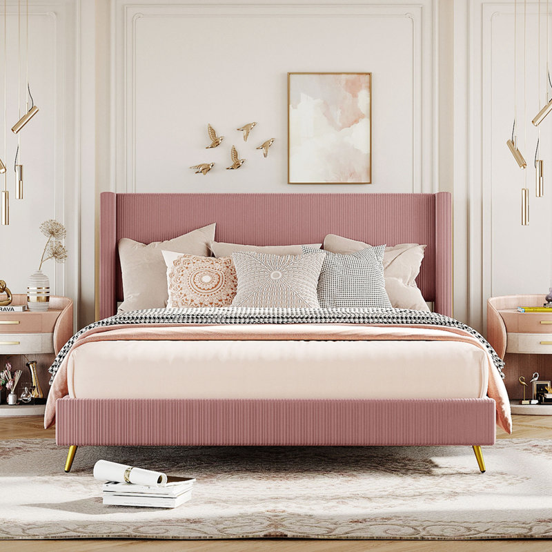 Everly Quinn Behudin Queen Upholstered Platform Bed Reviews Wayfair
